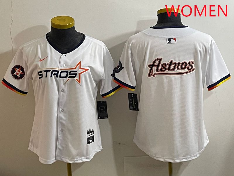 Women Houston Astros Blank White three generations Joint Name Nike 2025 MLB Jersey style 18->youth mlb jersey->Youth Jersey